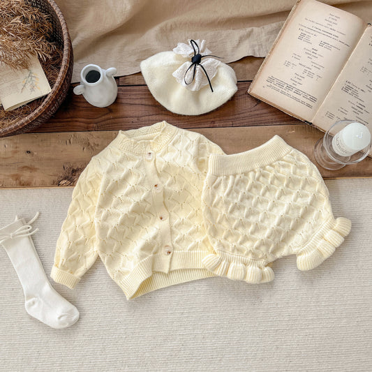 Conjunto de Punto para Niña Con Cuello