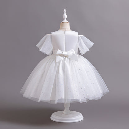 Vestido Infantil Perlas Rosa Flores