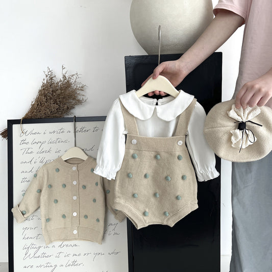 Conjunto de Punto para Niña Con Lunares