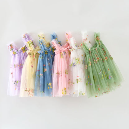 Vestido Infantil De Flores De Tul