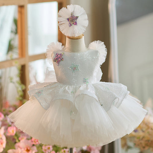 Vestido de Fiesta Infantil Estrellas Blancas