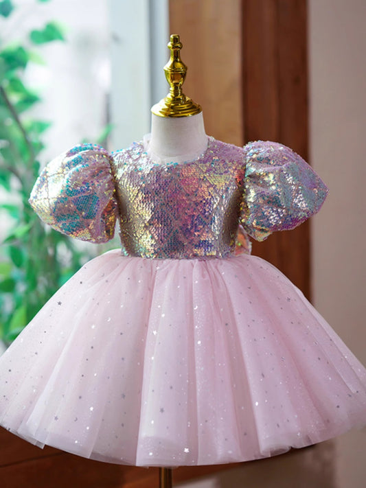 Vestido de Fiesta Infantil con lazo Brillante