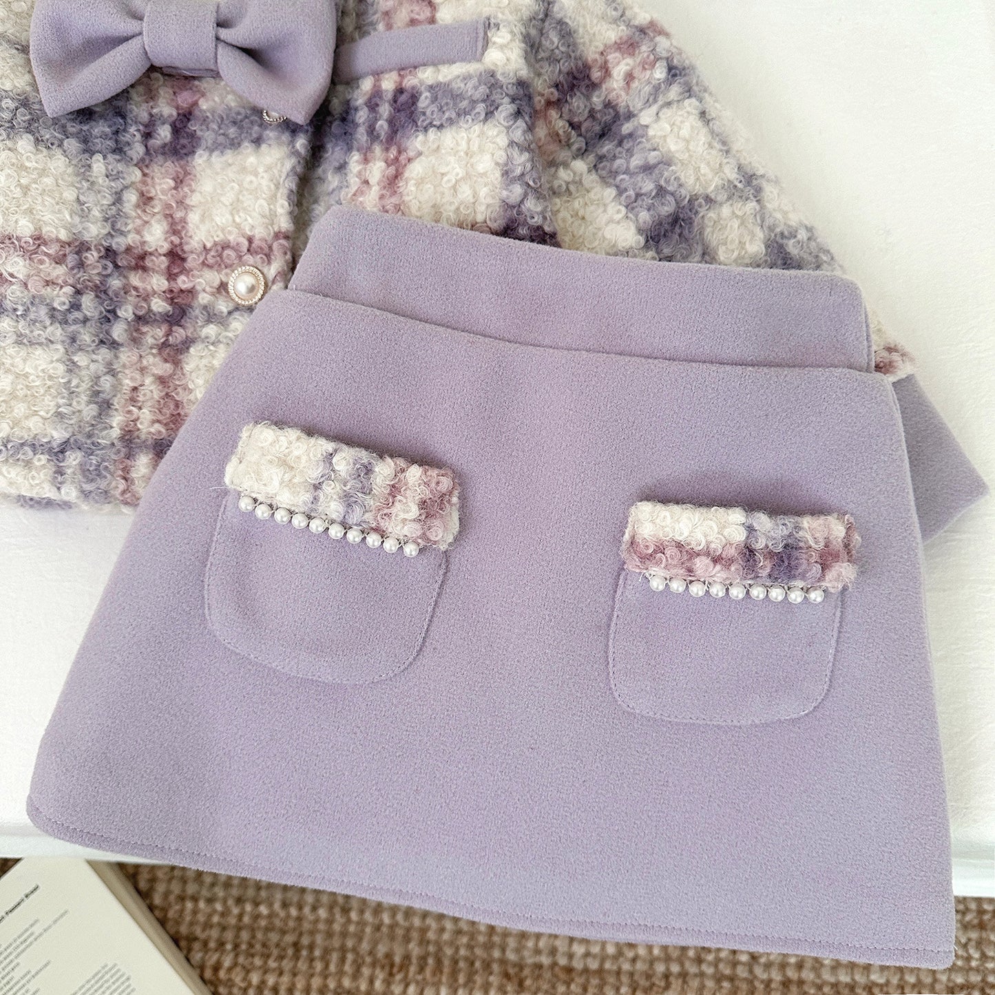Conjunto de invierno para niña con perlas