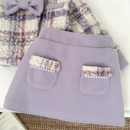 Conjunto de invierno para niña con perlas