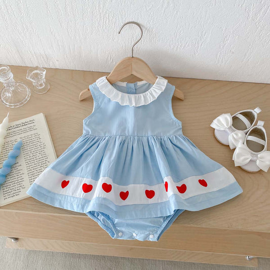 Vestido Infantil Corazones Azul