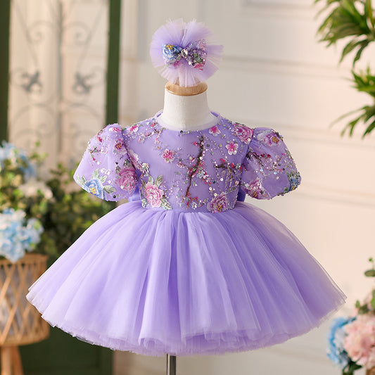 Vestido de Fiesta Infantil Morado Brillante
