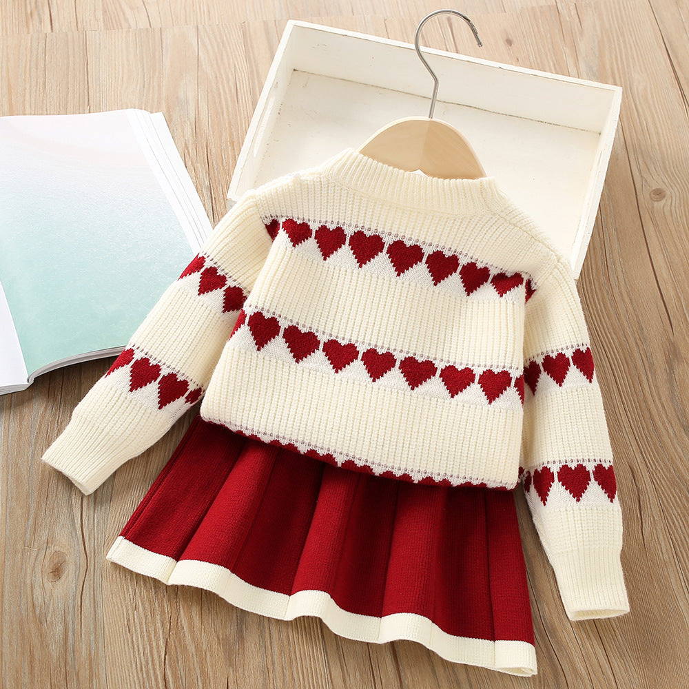 Conjunto infantil Corazones de punto para mujer