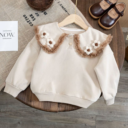 Blusa Infantil con Cuello de Flores