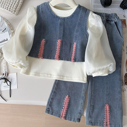 Conjunto de Jeans de 3 Piezas para Niñas