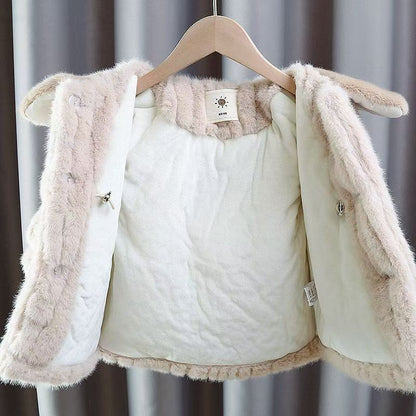 Abrigo de Invierno de Felpa con Lazos para Niñas