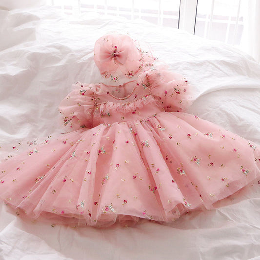 Vestido Infantil Floral Rosa