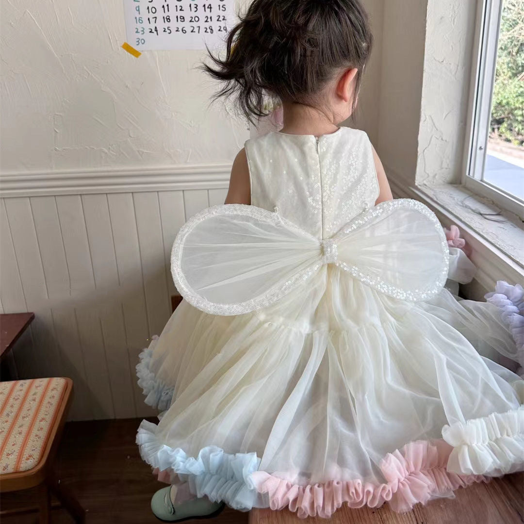 Vestido Infantil con Lazo Brillante