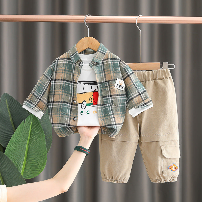 Conjunto de 3 piezas a cuadros para niño