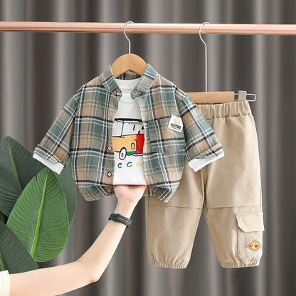 Conjunto de 3 piezas a cuadros para niño