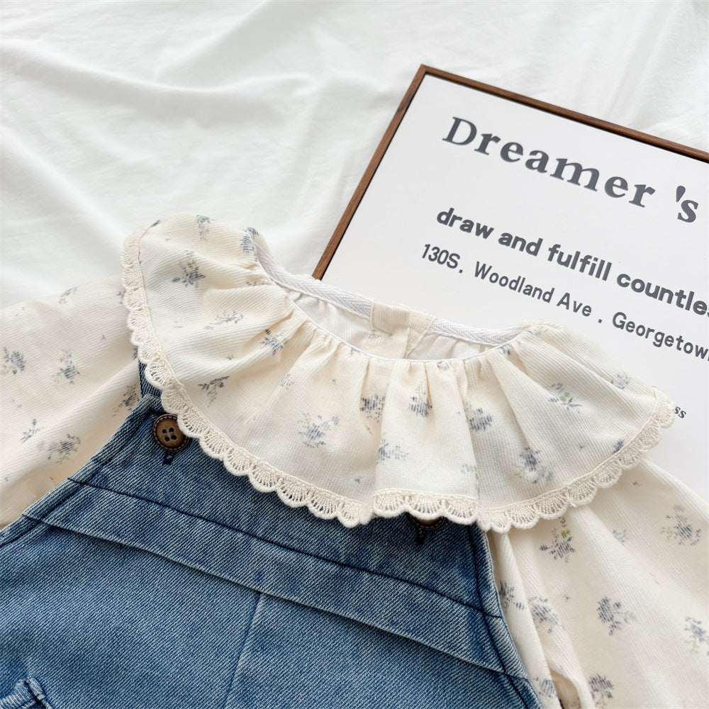 Conjunto de Flores y Jeans para Niña