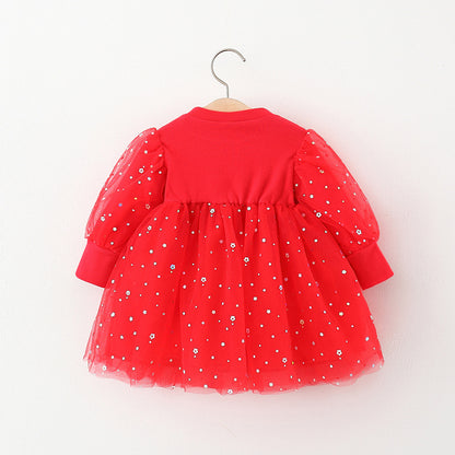 Vestido Infantil Rojo con Flores