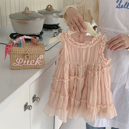 Vestido de Tul con Volantes y Bolso