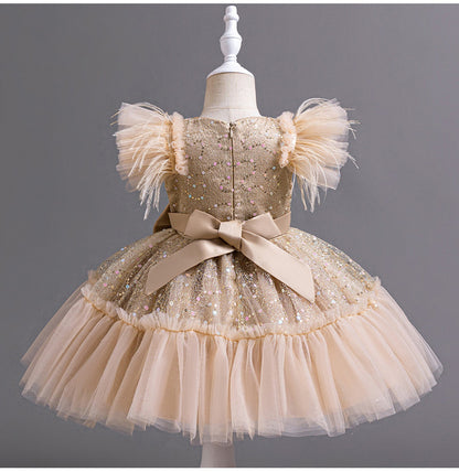 Vestido de fiesta infantil con lazo brillante