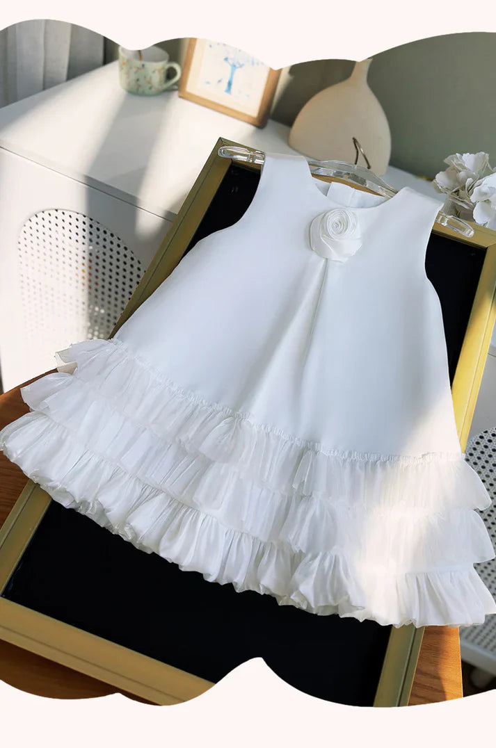 Vestido de Niña con Flores y Bajo de Tul