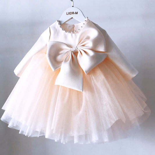 Vestido de Fiesta Infantil Perlas y Lazo