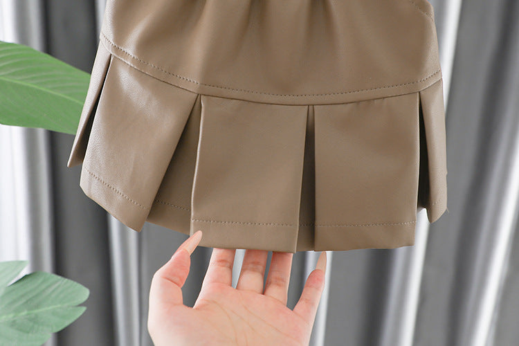 Conjunto de 3 Piezas de Cuero y tul Para Niñas