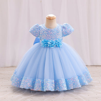 Vestido Infantil Flores Brillantes