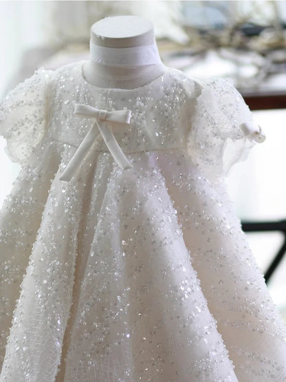 Vestido Infantil Brillante con Lazo