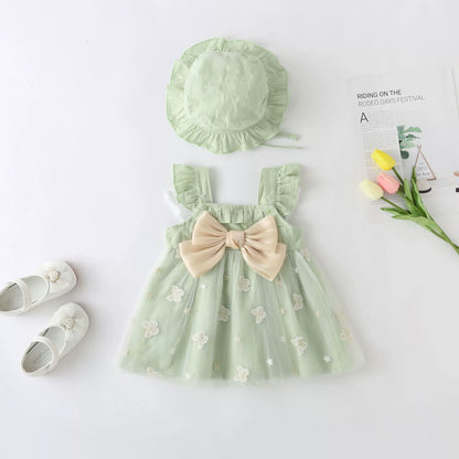 Vestido infantil con mariposas y lazo