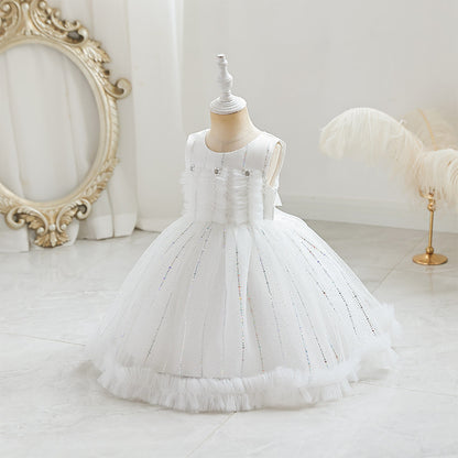 Vestido de Fiesta Infantil Tul Brillante Flores