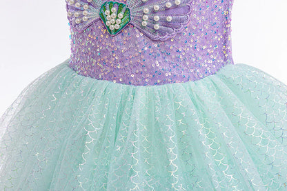 Vestido Infantil de Princesa Sirena Brillante