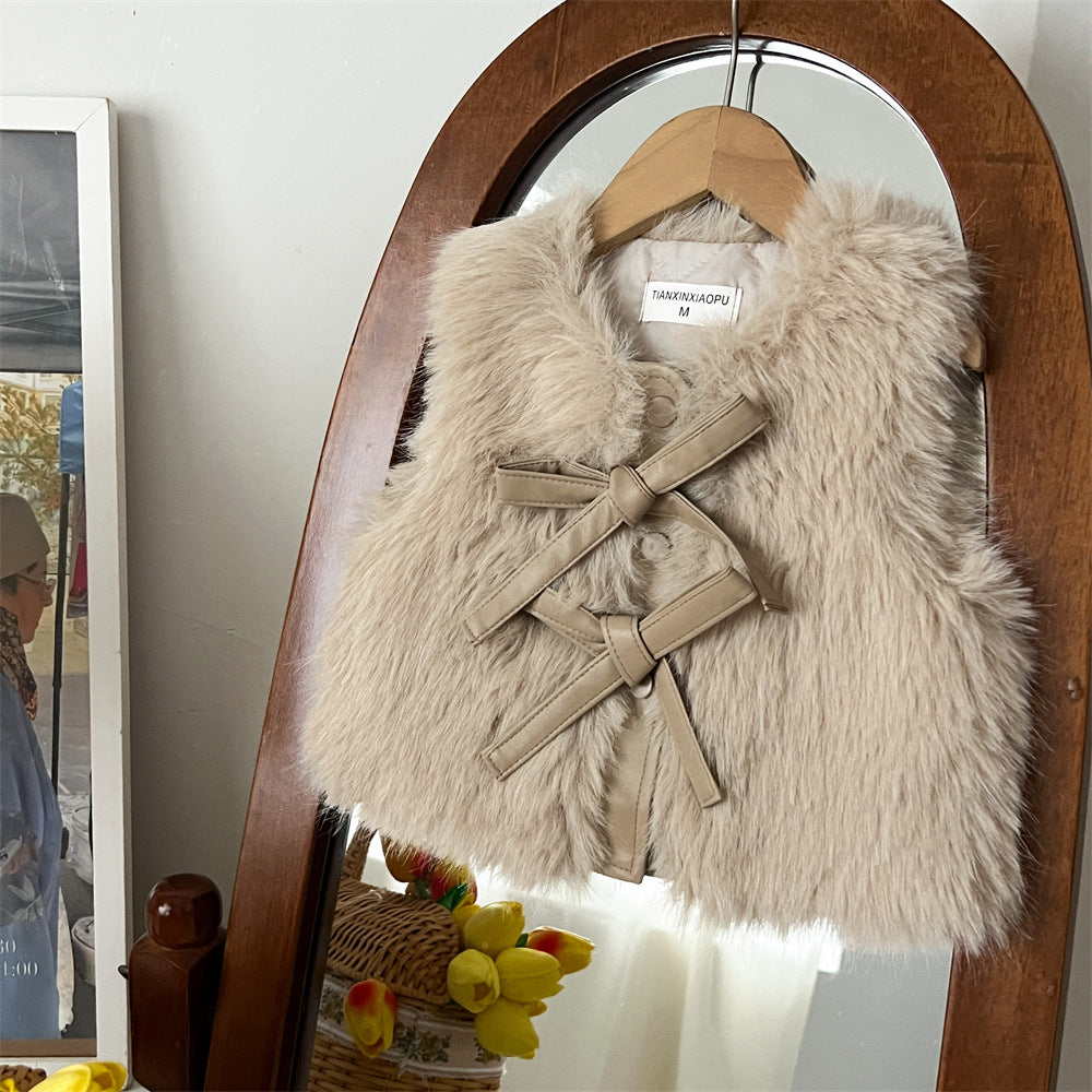 Conjunto Infantil de Invierno con Lazo Peludo