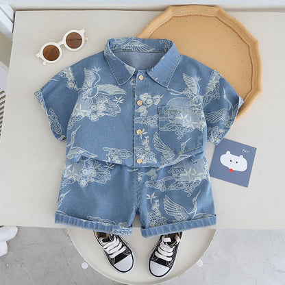 Conjunto de Jeans con Estampado Floral para Niños