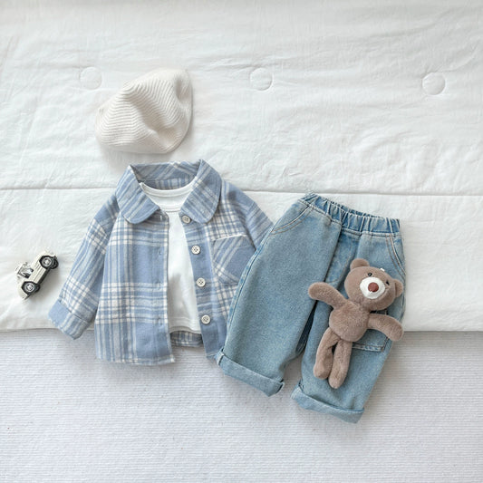 Conjunto de cuadros y vaqueros para niño