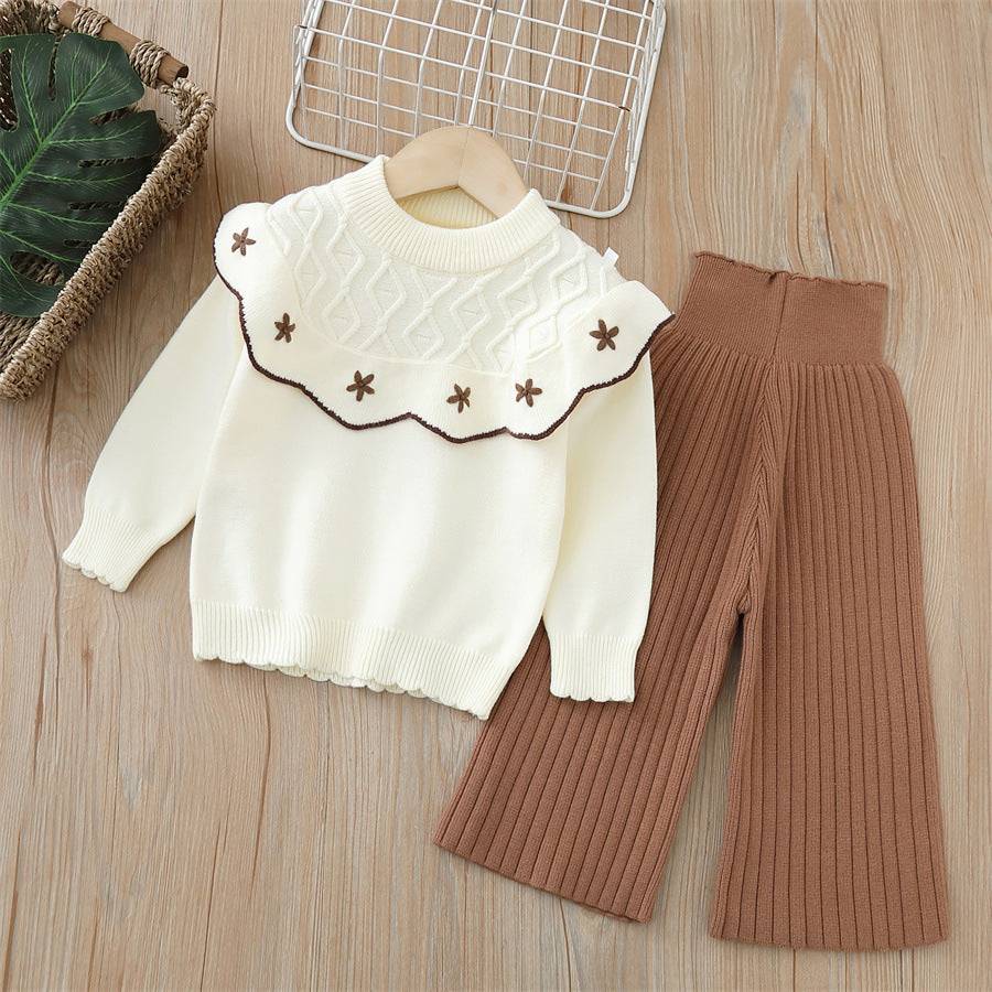 Conjunto de punto de estrella y pantalón para niños