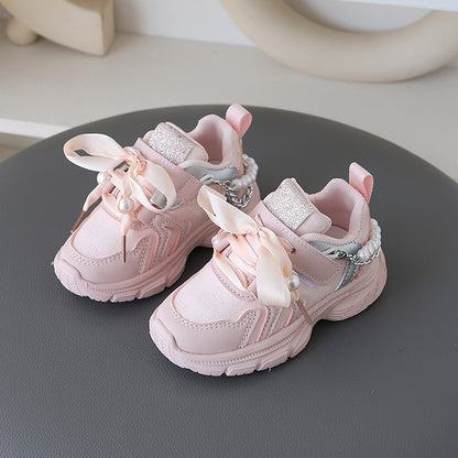 Zapatillas de Niña con Purpurina y Perlas
