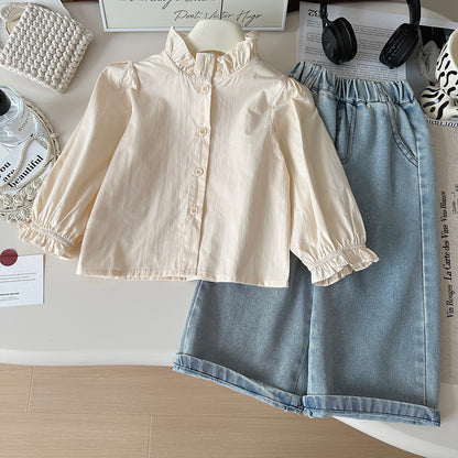 Conjunto de Jeans Infantil de 3 Peças para Meninas