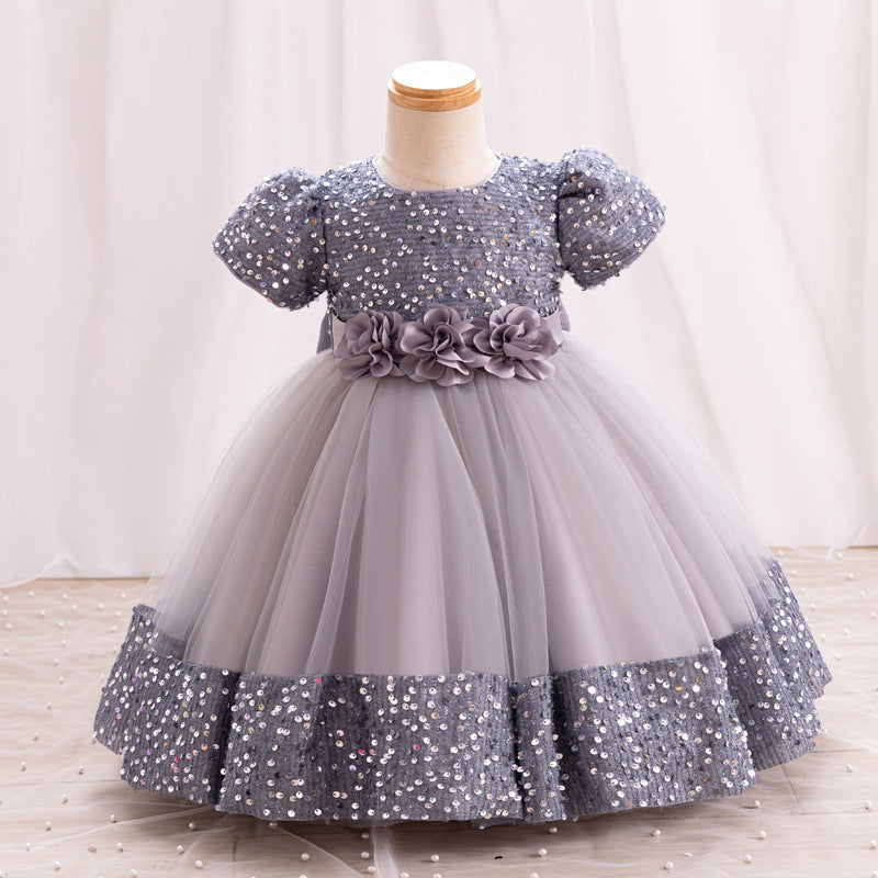 Vestido Infantil Flores Brillantes