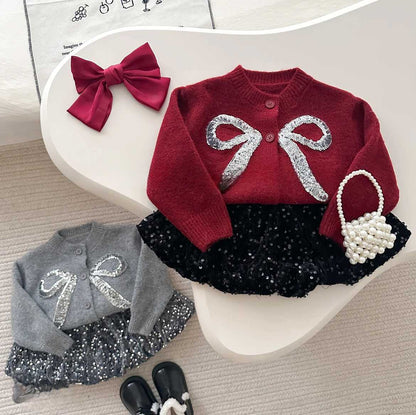 Conjunto de Niña con Lazo y Purpurina