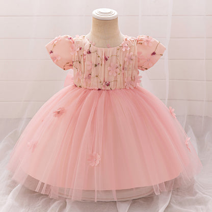 Vestido Infantil de Flores de Tul