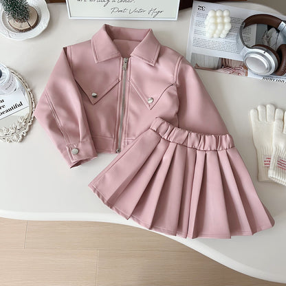 Conjunto infantil chaqueta + falda transparente para niña