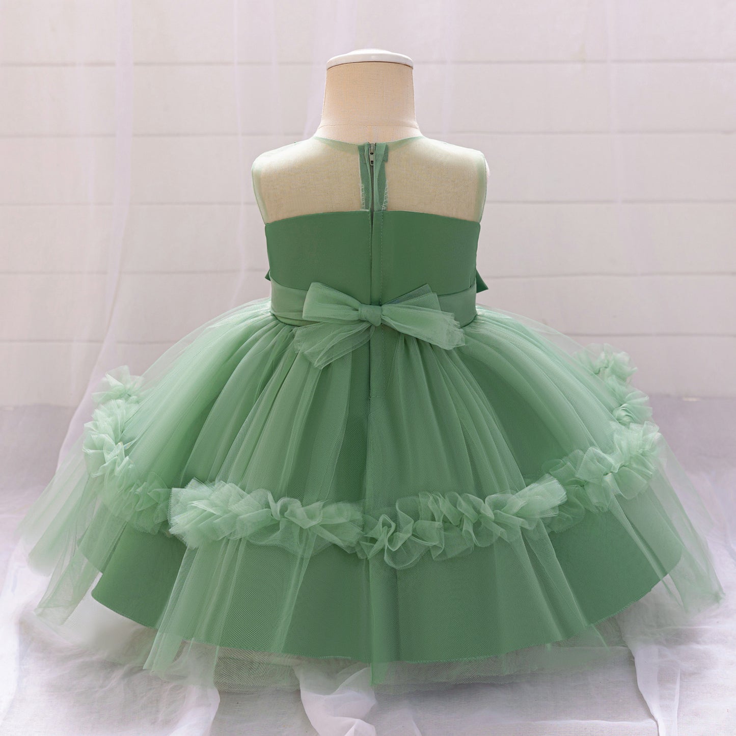 Vestido Infantil Flor Verde