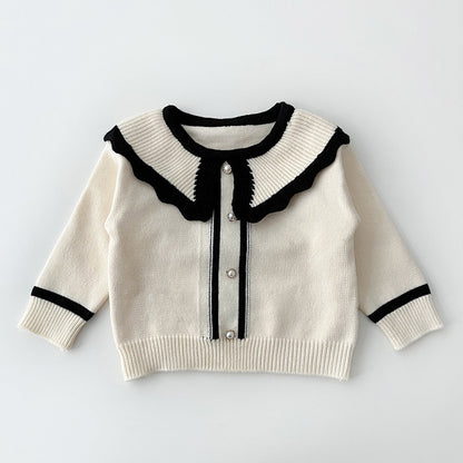 Conjunto de Niña en Blanco y Negro con Cuello