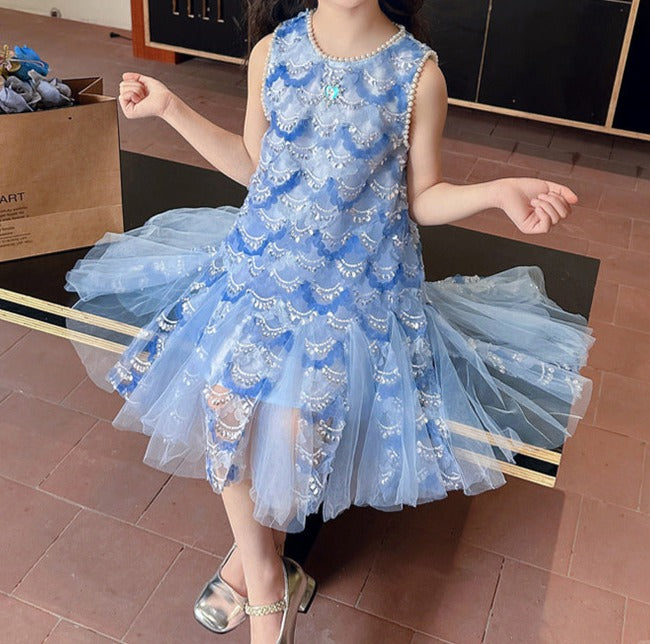 Vestido infantil sirena brillante