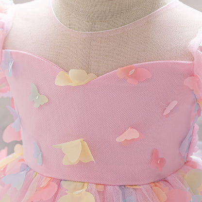 Vestido de Tul con Mariposas de Colores