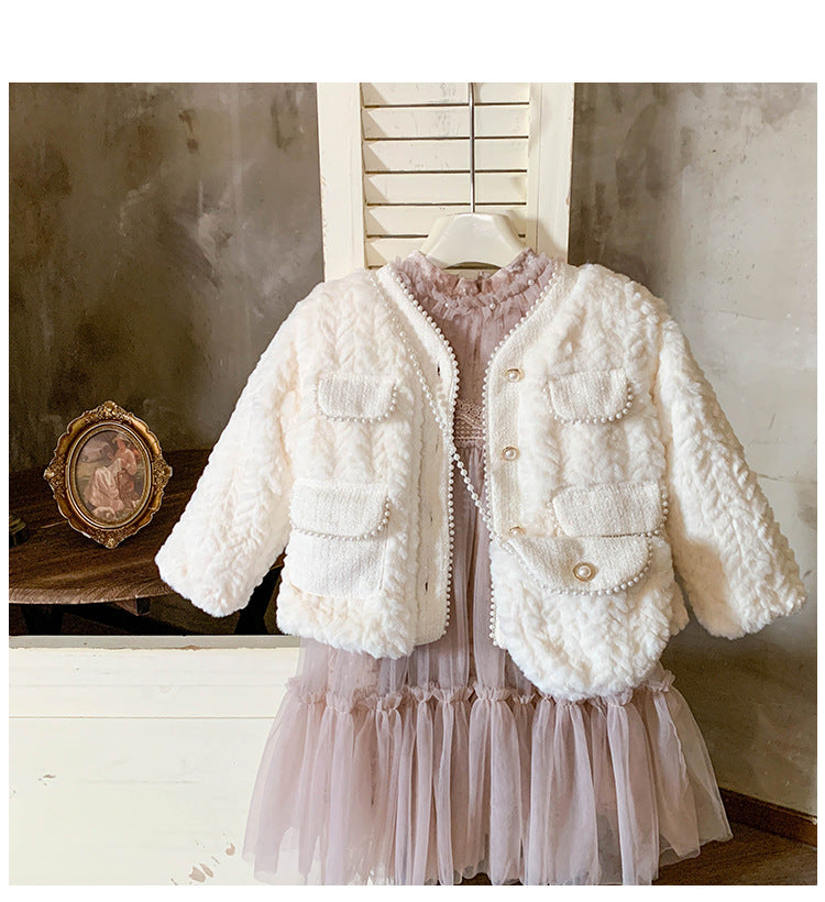 Conjunto Infantil de Mujer Vestido + Abrigo de Piel