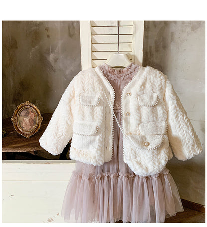 Conjunto Infantil de Mujer Vestido + Abrigo de Piel