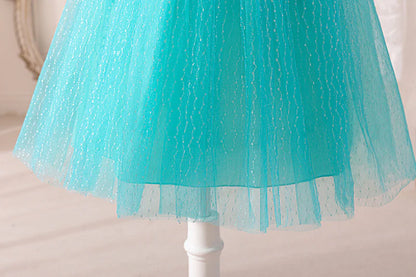 Vestido Infantil Princesa Azul Brillante