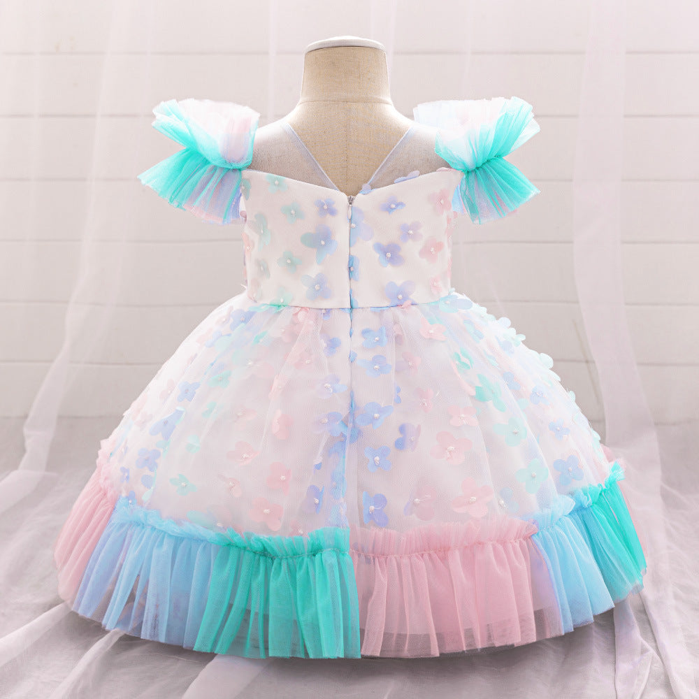 Vestido de Fiesta Infantil Flores de Colores
