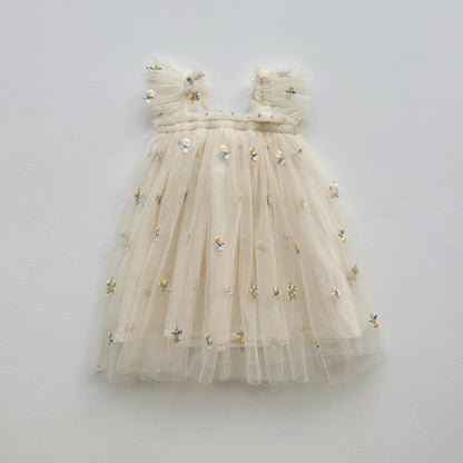 Vestido Infantil de Tul con Flores