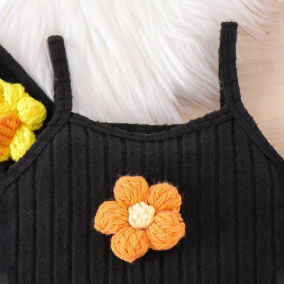 Conjunto de Niña Negro con Pequeñas Flores